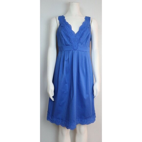 WOMEN'S BLUE EMPIRE WAIST DRESS W/ LACE TRIM - A.N.A. - SIZE 6 - Picture 1 of 10